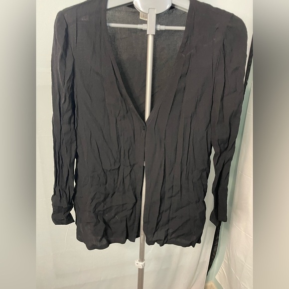 Eileen Fisher Black Cardigan Medium - linen blend - Picture 2 of 6